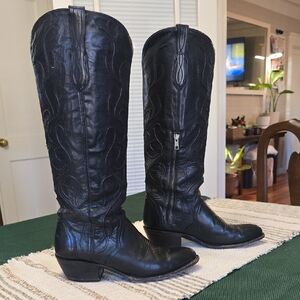 Black Lucchese Peri Tall Leather Boots